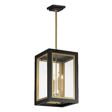 Maxim Lighting Neoclass 4-Light Outdoor Pendant | Black/Gold Finish | Clear Glass Shade | Contemporary Outdoor Pendant for Porches and Entryways | Adjustable Cord Suspension | 30058CLBKGLD