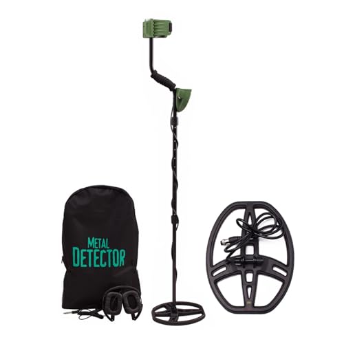 JIQHOHX Underground Metal Detector, Underground Gold and Silver Metal Detector Locator Jewelry Custom Relics Coin Waterproof Searching High Accuracy Lightweight (MD6350 Green Q)