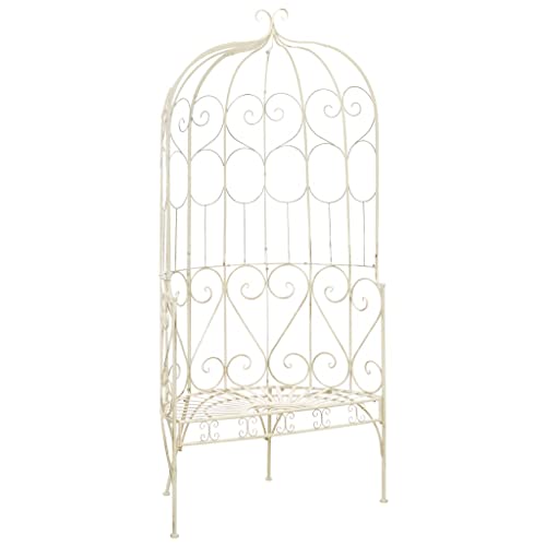 vidaXL Patio Bench 37.4" Iron Antique White