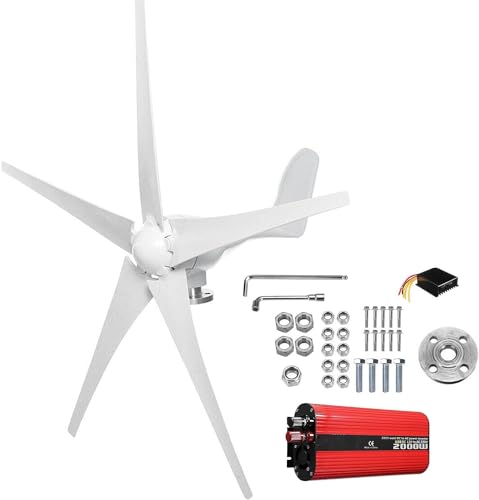 CHRISK Wind Turbine Generator Kit 3000W Windmill with MPPT Controller Inverter Kit Wind and Solar Hybrid Power Generation System,24v