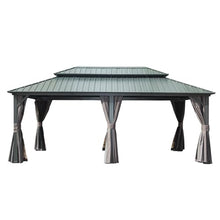 LOPOO Hardtop Gazebo Aluminum with Galvanized Steel Double Roof Gray