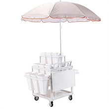 Outdoor Flower Cart with 18 Buckets Heavy Duty Rolling Flower Display Rack with Wheels & Umbrella for Wedding Party and Home Decor