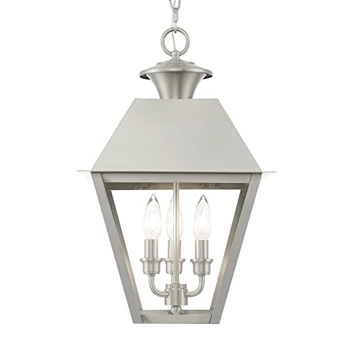 Livex Wentworth 3 Light Large Outdoor Pendant Classic Style 19 Inches Tall Black