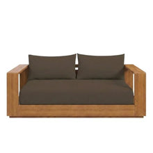 Outdoor Escape Acacia Wood Outdoor Loveseat with Slatted Backrest, Patio Couch Outdoor Sofa for Porch Balcony or Garden Seating, Natural Cocoa
