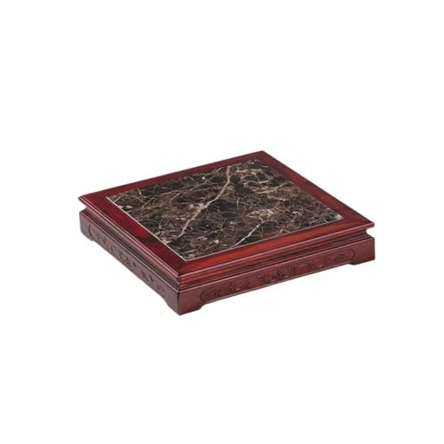 QUANGJN Pcs Plants Saucers Carved Crafts Ornament Base Solid Wood Inlaid Marble Flower Pot Vase Buddha Statue Base Bracket Plant Pot Saucers,