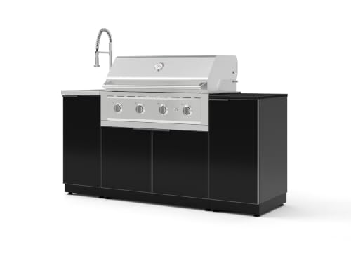 NewAge Products Classic Series 5PC Aluminum Black Modular Outdoor Kitchen Grill Island with 40" Performance Grill NG - 24"D x 72"W x 57.15"H