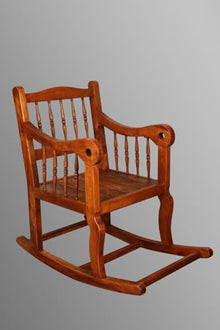 SODEF Avcı Wooden Pine Rocking Chair Lounge Chair for Garden, Patio, or Balcony - Classic Style - Walnut