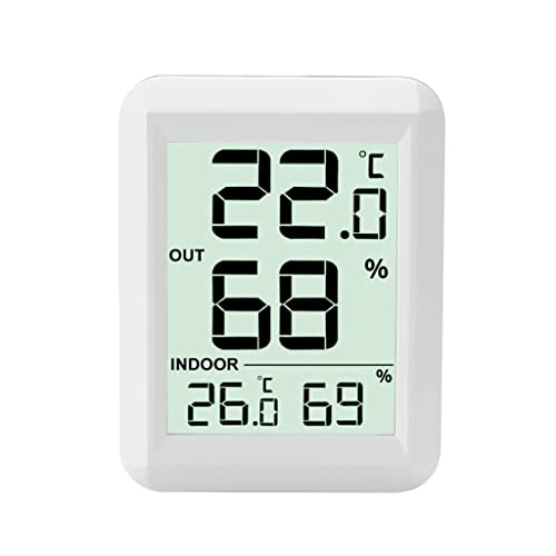 Indoor and Outdoor Temperature and Humidity Meter Household Dry and Wet Digital Display Room Temperature Table (D 6 * 7.5 * 2cm)