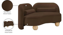 Meridian Furniture 44002Brown-L Daphne Collection Art Deco Loveseat with Rich Brown Velvet Fabric, Solid Wood Ball Legs, Solid Wood Inner Frame, 64" W x 34.5" D x 29" H, Brown