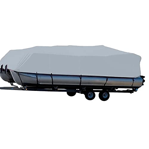 Carver by Covercraft Sun-DURA® Styled-to-Fit Boat Cover for 24.5' Pontoons with Bimini Top & Rails Mist Gray