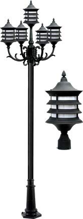 DABMAR LIGHTING GM1805-LED16-B Stephanie Post Light Fixture 5 X 16 Watt LED Black White