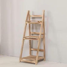 JOTDPFRYK Wood 3-Tier Corner Plant Stand Shelves Indoor Outdoor Flower Rack Furniture Potted Plant Holder Modern Rustic Display Rack Foldable Plant Shelf Simple Retro Flowerpot Stand for Patio Home