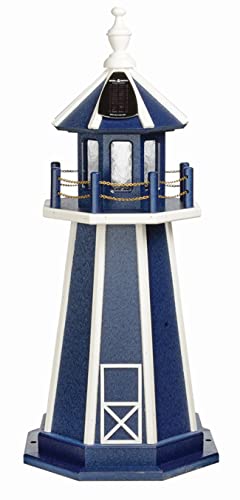 Furniture Barn USA 3' Standard Patriot Blue and White Poly Lighthouse, Solar Light