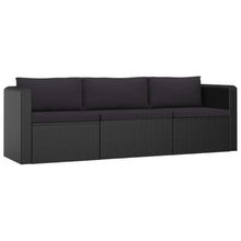 8 Piece Patio Lounge Set with Cushions, Black PE Rattan Outdoor Seating