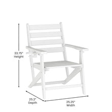 EMMA + OLIVER Arcata 5-Piece Indoor-Outdoor Adirondack Dining Set, 48" Round Table & 4 Chairs with Cupholders, White