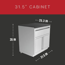 GRILLA Outdoor Kitchen Cabinet 31.5" with 2 Built-in Drawers, Stainless Steel, Modular, For Outdoor Grilling, Outdoor Kitchen, and Storage