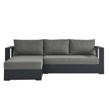Modway Tahoe Modular Aluminum 2-Piece Outdoor Patio Furniture Gray Charcoal, Left-Facing Sectional Sofa Set with Weather-Resistant Cushions, Ideal for Deck, Backyard, Poolside