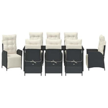 LKJVFCPW 9 Piece Outdoor Dining Set for 8, Patio Furniture Table and Chairs with Cushions and Adjustable Footrests, Poly Rattan Garden Dining Furniture, Black