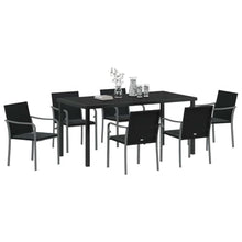 FUDUGEHMIOFWFJJ Modern 7-Piece Outdoor Dining Set, Black and Grey PE Rattan Patio Furniture with Table and Chairs, All-Weather Garden Set for Backyard, Balcony, Terrace