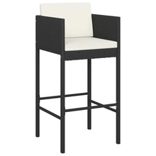 VGLQNRPT 5 Piece Patio Bar Set with Cushions, Outdoor Poly Rattan Pub Table and 4 Stools, Weather-Proof Garden Furniture for Backyard and Balcony, Black