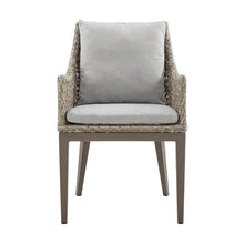 Outdoor Escape Gray Outdoor Dining Chairs Set of 2 with Aluminum Frame, Wicker Material, Beige Cushions, Armrests, Weather-Resistant Design