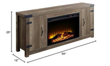 Acme Tobias Fireplace in Rustic Oak Finish