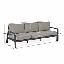 Real Flame Aegean Outdoor 3-Seat Couch, Sofa with Aluminum Frame - Weather & Sun Resistant, Rustproof