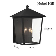 THE GREAT OUTDOORS 72133-66 Noble Hill Outdoor Wall Mount, 4-Light, 240 Total Watts, 16-in H x 22.25-in W, Sand Coal Black