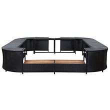 OUSEE Square Spa Surround Black Poly Rattan