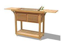 TeakStation Grade A Teak Wood Outdoor Patio Solvang Teak Bar Cart with Extendable Beverage Tub #37SoC