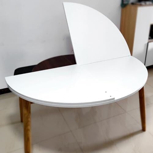 ENWINDXS White Round Table Top Extender Foldable, Dining Wooden Table Top Only, Conference Table | Outdoor Patio Table | Banquet Table No Legs(180 cm (70 inch))