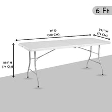 New Home Era 6ft Foldable Heavy Duty Plastic Table - Ideal for Indoor & Outdoor Events: Parties, Picnic, Camping, Weddings, Catering, and Garden Dining - Portable Fold-in-Half Utility Table (White)