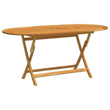 KGFHERENB Folding Patio Table 63" x 33.5" x 29.5", Solid Eucalyptus Wood Oval Dining Table for Outdoor Picnic and Dining, Foldable Space Saving Wooden Table for Backyard
