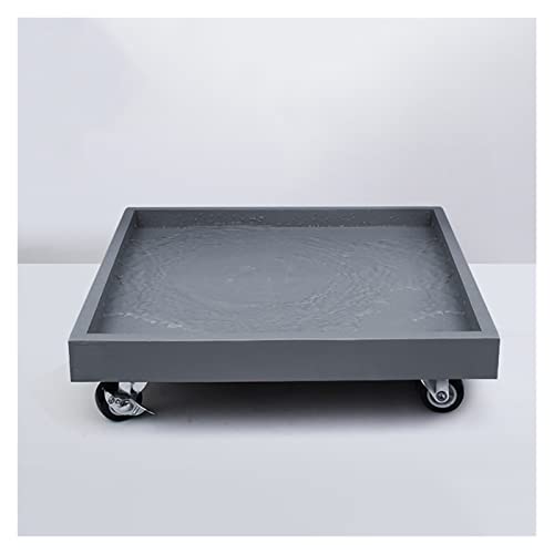 SDVantage Plant Saucers Square Flower Pot Tray On Wheels,Planter Pot Tray for Garden Indoor Outdoor,Square Plant Saucer Caddy Plant Dolly,Movable Flower Pot Tray Planter Pallet for Home,Grey-36Cm