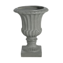 Hassyee Outdoor Antique Garden Urn Planter with Solid Base for Backyard, Park, Balcony, Flower Pot with Rustic Finish and Drainage Hole for Growing Flowers, Plants (Gray)
