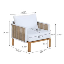 Hassyee 4-Piece Elegant Outdoor Conversation Set with Soft Cushions and Steel Frame for Poolside, Lawn, Patio Furniture Set with Marble Pattern Coffee Table and Aluminum Legs for Backyard