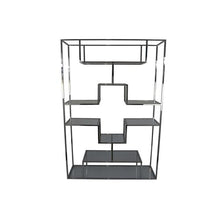 Benzara Adena 76 Inch Tall Plant Stand Geometric Style Metal Shelves Silver