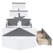 Bellemave Twin Size Kids Bed with Storage Drawers Boat-Shaped Grey