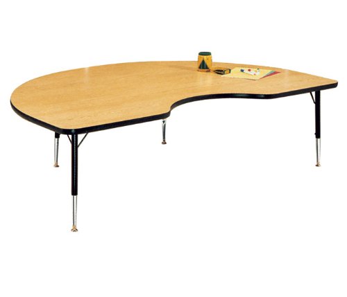 Virco 4000 Series Short Activity Table Kidney Shaped Grey Nebula Top Black Frame