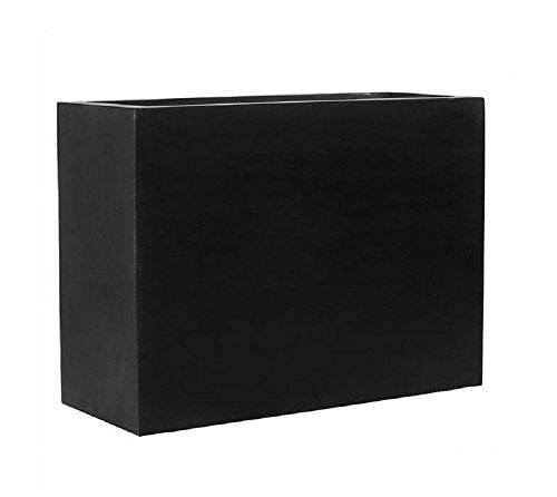 Pottery Pots Large Planter Pot Matte Black Rectangular Indoor Outdoor Fiberstone – 28" H X 15" W X 38" L, Flower Planters