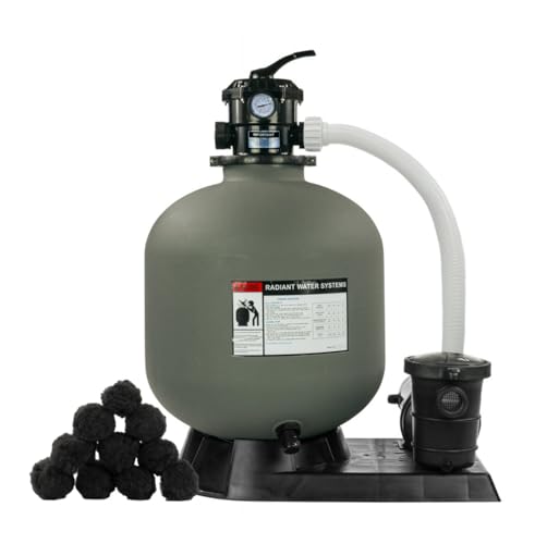 Rx Clear Radiant 22 Inch Above Ground Swimming Pool Sand Filter System | Includes 1.5 HP Pump, Multi-Port Valve, and Luster Media | 45 GPM Flow Rate for Swimming Pools up to 26,000 Gallons