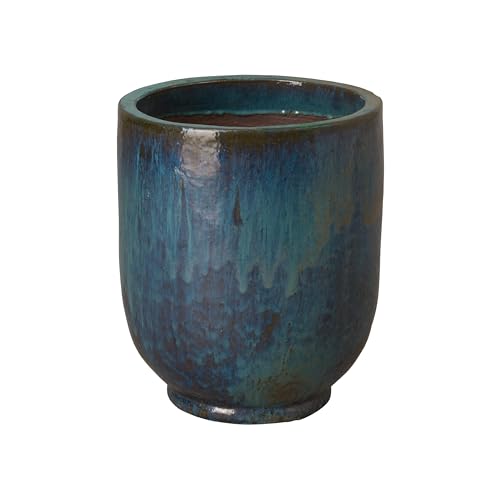 Emissary Teal Stoneware Round Planter 18in x 21.5in