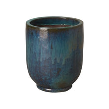 Emissary Home and Garden 18in. L x 21.5in. H Teal Stoneware Round Planter with High-fire Treatment (Set of 1)