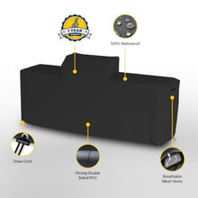 Seal Skin Covers Outdoor Kitchen Island Cover, Waterpoof Heavy Duty PVC-Coated Polyester Outdoor Protector with Drawstring, Air Vents & Handles, Black, 98''L x 42''D x 48''H
