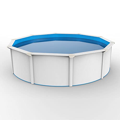 Lake Effect Pools Sanctuary Above-Ground Swimming Pool 24' Round 52" Height Bundle Blue Liner & Skimmer