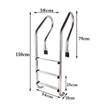 Swimming Pool Escalator Stainless Steel 3-Level Non-Slip Water Ladder Swimming Pool handrail Climbing Ladder Indoor and Outdoor handrail Pedals Embedded/Silver / 54cm (Silver 54cm)