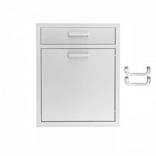 Mont Alpi Signature 21"W x 26"H Commercial Grade 304 Stainless Steel Outdoor Kitchen Island BBQ Grill Single Drawer + Roll-Out Trash & Recycling Bin Combo + Traditional and Contemporary Style Handles