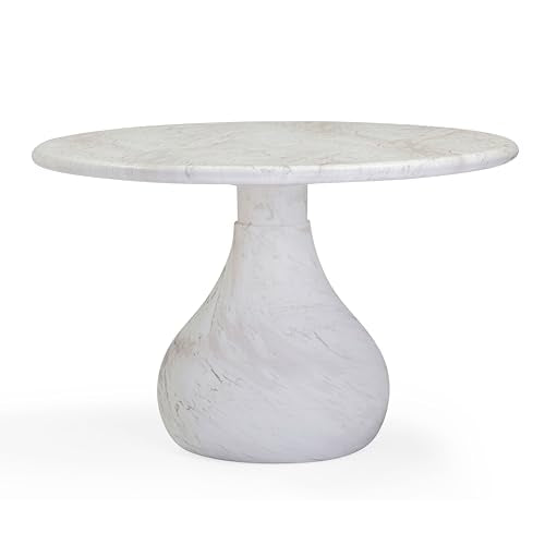 TOV Furniture Smooch White Marble Print Indoor/Outdoor 47" Round Dining Table