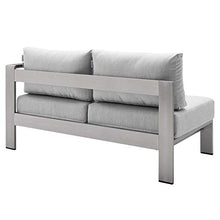 Modway Shore Sunbrella® Fabric Aluminum Outdoor Patio Right-Arm Loveseat in Silver Gray