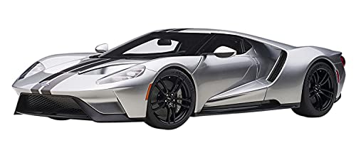 AUTOart 2017 Ford GT Ingot Silver Metallic Model Car 1/12 Black Stripes